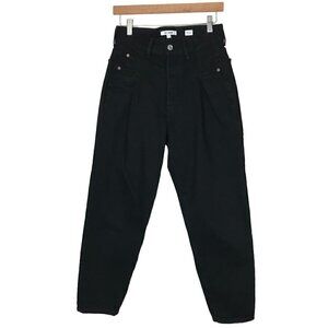 Re/Done Black High Rise With Pleats 5 Pocket Jeans Size 25